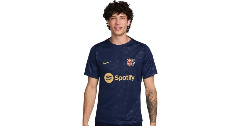Barcelona pre-match football shirt in dark navy blue